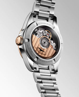 LONGINES 浪琴 Conquest 征服者系列不鏽鋼及18K玫瑰金優雅時尚運動腕錶 30mm L33205726