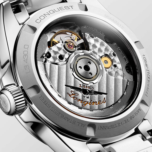 LONGINES 浪琴 Conquest 征服者系列珍珠母貝鑲鑽優雅時尚運動腕錶 34mm L34300879