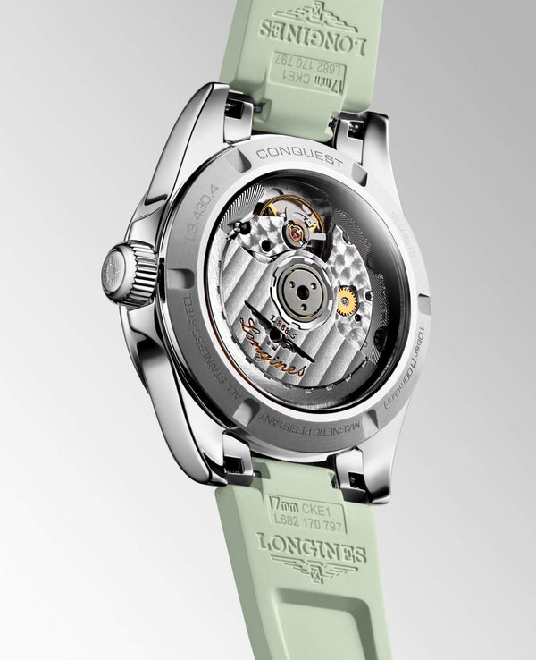 LONGINES 浪琴 Conquest 征服者系列淺綠色優雅時尚運動腕錶 34mm L34304029