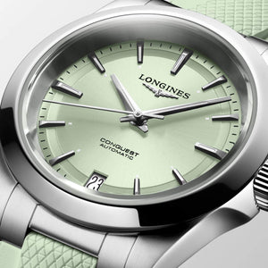 LONGINES 浪琴 Conquest 征服者系列淺綠色優雅時尚運動腕錶 34mm L34304029