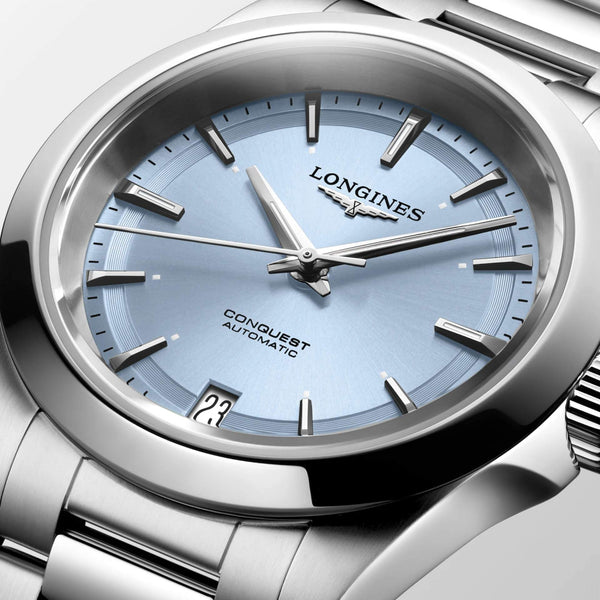 LONGINES 浪琴 Conquest 征服者系列淺藍色優雅時尚運動腕錶 34mm L34304926