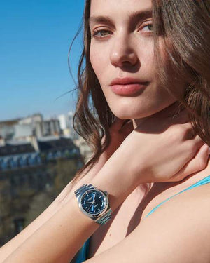 LONGINES 浪琴 Conquest 征服者系列藍色鑽面優雅時尚運動腕錶 34mm L34304976