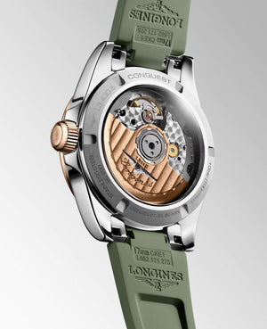 LONGINES 浪琴 Conquest 征服者系列不鏽鋼及18k玫瑰金優雅時尚運動腕錶 34mm L34305029