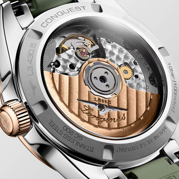 LONGINES 浪琴 Conquest 征服者系列不鏽鋼及18k玫瑰金優雅時尚運動腕錶 34mm L34305029