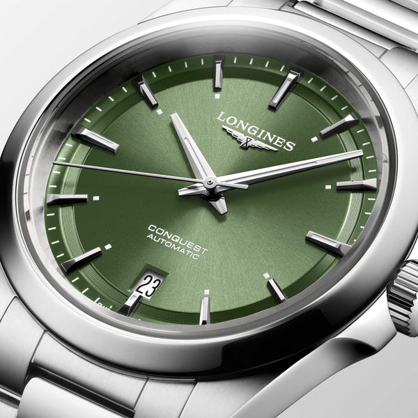 LONGINES 浪琴 Conquest 征服者系列綠色優雅時尚運動腕錶 38mm L37204026