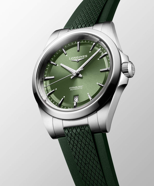 LONGINES 浪琴 Conquest 征服者系列綠色優雅時尚運動腕錶 38mm L37204029