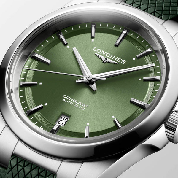 LONGINES 浪琴 Conquest 征服者系列綠色優雅時尚運動腕錶 38mm L37204029