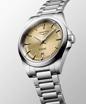 LONGINES 浪琴 Conquest 征服者系列香檳色優雅時尚運動腕錶 38mm L37204626
