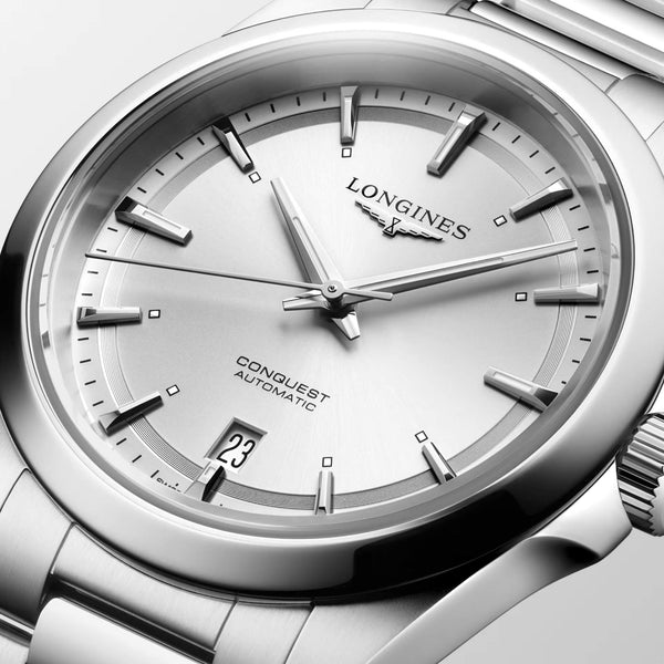 LONGINES 浪琴 Conquest 征服者系列銀色優雅時尚運動腕錶 38mm L37204726