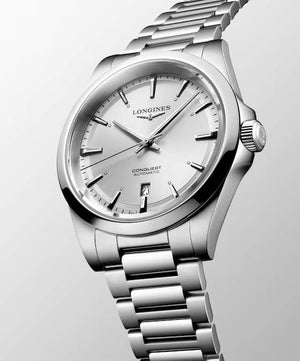 LONGINES 浪琴 Conquest 征服者系列銀色優雅時尚運動腕錶 41mm L38304726