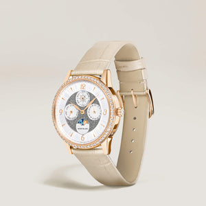 MontBlanc 萬寶龍 Bohème 寶曦系列萬年曆月相複雜功能18k玫瑰金鑽圈自動上鍊腕錶 36mm MB134989