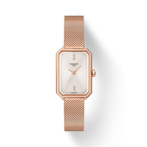 TISSOT 天梭 SRV系列方形時尚玫瑰金PVD石英女士腕錶 30x22mm T1601103303300