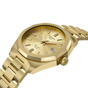 TISSOT 天梭 PRC 100 Solar 太陽能石英時尚黃金PVD經典腕錶 34mm T1518223302100
