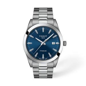 TISSOT 天梭 Gentleman 紳士系列  輕量鈦金屬藍面石英腕錶 40mm T127.410.44.041.00 - 新萬國鐘錶