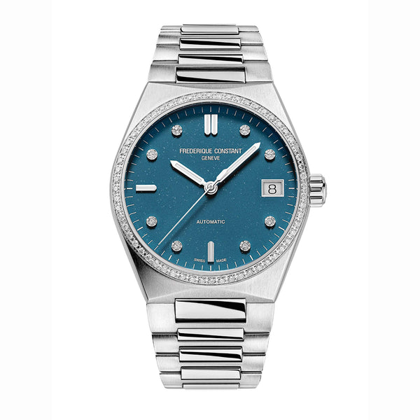 Frederique Constant 康斯登 HIGHLIFE 鑽圈藍面閃粉機械腕錶 34mm FC-303LBSD2NHD6B