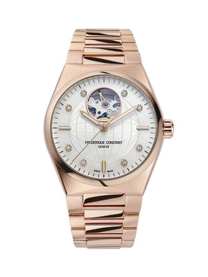 Frederique Constant 康斯登 HIGHLIFE 心跳鏤空玫瑰金真鑽機械腕錶 34mm FC-310MPWD2NH4B - 新萬國鐘錶