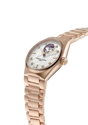 Frederique Constant 康斯登 HIGHLIFE 心跳鏤空玫瑰金真鑽機械腕錶 34mm FC-310MPWD2NH4B - 新萬國鐘錶