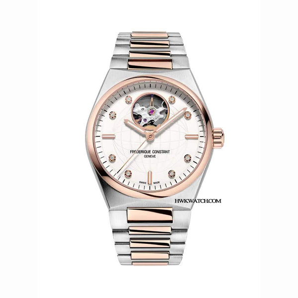 Frederique Constant 康斯登 HIGHLIFE 心跳鏤空玫瑰金真鑽機械腕錶 34mm FC-310VD2NH2B