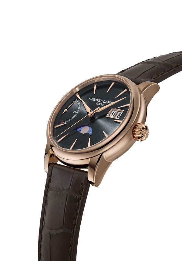 Frederique Constant 康斯登 Manufacture 自製機芯大日期動力儲存月相顯示18k玫瑰金 40mm FC-735G3H9