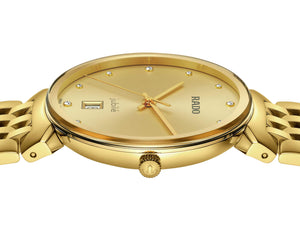 RADO 雷達錶 Florence Classic 佛羅倫斯經典系列PVD黃金鑽面石英腕錶 38mm R48914713