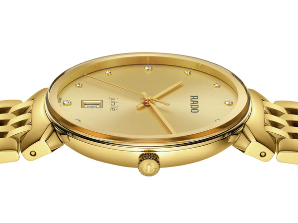 RADO 雷達錶 Florence Classic 佛羅倫斯經典系列PVD黃金鑽面石英腕錶 38mm R48914713