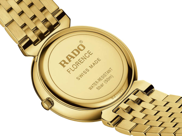 RADO 雷達錶 Florence Classic 佛羅倫斯經典系列PVD黃金鑽面石英腕錶 38mm R48914713