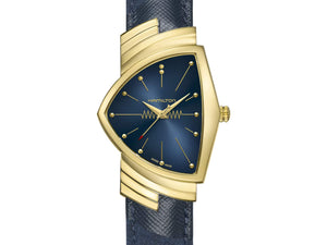 Hamilton 漢米爾頓 Ventura 探險系列時尚貓王 Blue 石英黃金PVD腕錶 H24301941 - 新萬國鐘錶