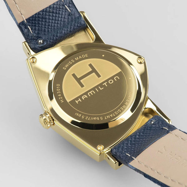 Hamilton 漢米爾頓 Ventura 探險系列時尚貓王 Blue 石英黃金PVD腕錶 H24301941