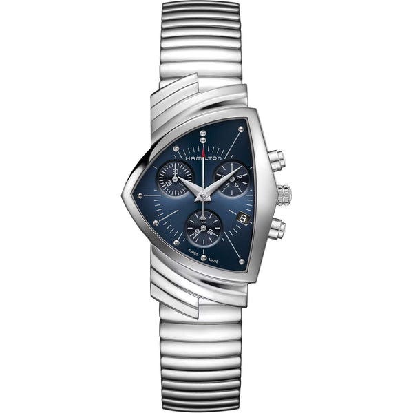Hamilton 漢米爾頓 Ventura 探險系列時尚貓王 Blue 石英計時腕錶 H24432141