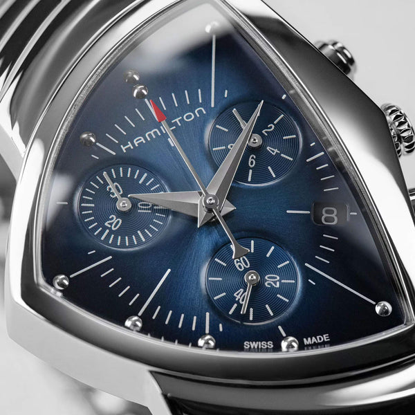 Hamilton 漢米爾頓 Ventura 探險系列時尚貓王 Blue 石英計時腕錶 H24432141