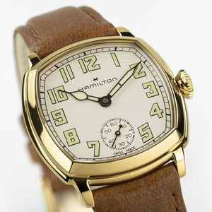 Hamilton 漢米爾頓美國經典系列 Cushion Mechanical 黃金色PVD小秒針手上鍊機芯 30mm H36119520