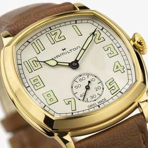 Hamilton 漢米爾頓美國經典系列 Cushion Mechanical 黃金色PVD小秒針手上鍊機芯 34mm H36139520