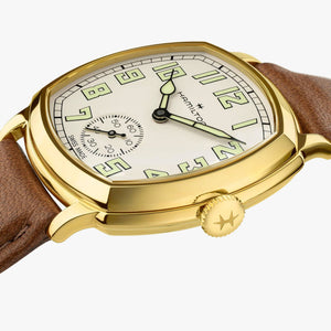 Hamilton 漢米爾頓美國經典系列 Cushion Mechanical 黃金色PVD小秒針手上鍊機芯 34mm H36139520