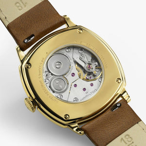 Hamilton 漢米爾頓美國經典系列 Cushion Mechanical 黃金色PVD小秒針手上鍊機芯 34mm H36139520