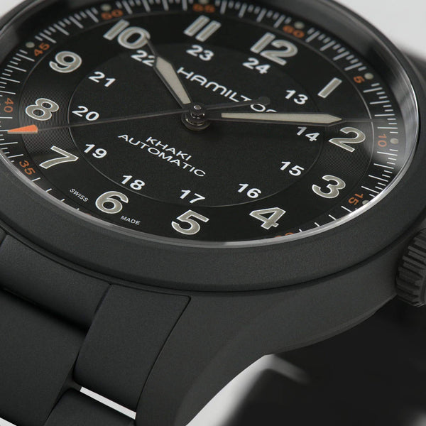 Hamilton 漢米爾頓 Khaki Field 卡其野戰黑色PVD鈦金屬自動機械腕錶 38mm H70215130