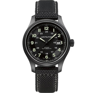 Hamilton 漢米爾頓 Khaki Field 卡其野戰黑色PVD鈦金屬自動機械腕錶 42mm H70575733