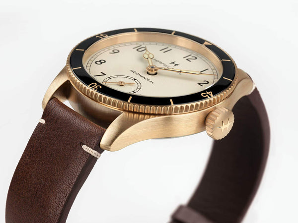 Hamilton 漢米爾頓卡其航空系列復古飛行員青銅手上鏈機械錶 43mm H76709510