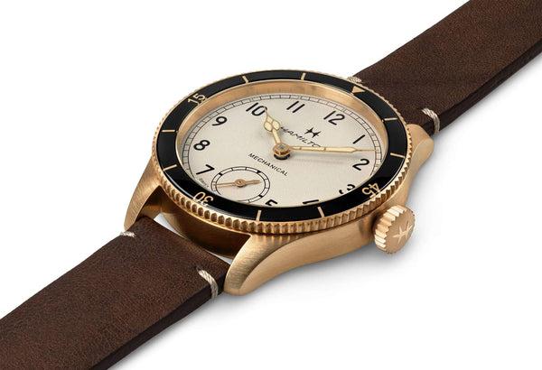 Hamilton 漢米爾頓卡其航空系列復古飛行員青銅手上鏈機械錶 43mm H76709510