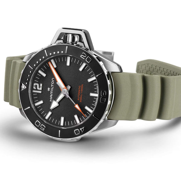 Hamilton 漢米爾頓卡其海軍 Frogman 蛙人300米潛水錶 41mm H77455331