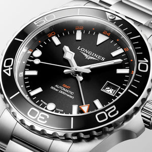 LONGINES 浪琴 HydroConquest GMT深海征服者系列兩地時間浪鬼陶瓷潛水機械錶 41mm L37904566 - 新萬國鐘錶