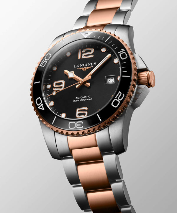 LONGINES 浪琴 HydroConquest 深海征服者系列浪鬼陶瓷潛水機械錶 41mm L37813587 黑面玫瑰金PVD塗層