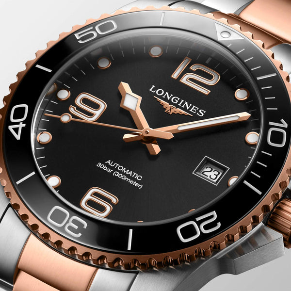 LONGINES 浪琴 HydroConquest 深海征服者系列浪鬼陶瓷潛水機械錶 41mm L37813587 黑面玫瑰金PVD塗層