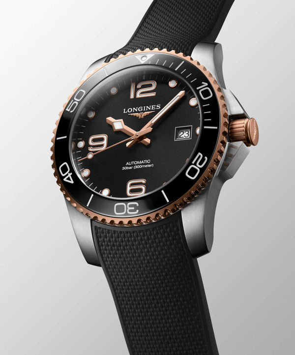 LONGINES 浪琴 HydroConquest 深海征服者系列浪鬼陶瓷潛水機械錶 41mm L37813589 黑面玫瑰金PVD塗層