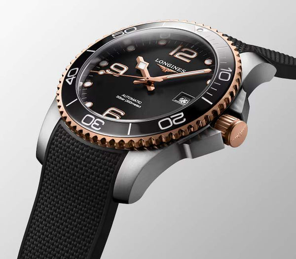 LONGINES 浪琴 HydroConquest 深海征服者系列浪鬼陶瓷潛水機械錶 41mm L37813589 黑面玫瑰金PVD塗層