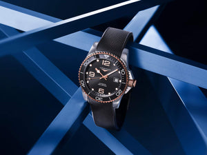 LONGINES 浪琴 HydroConquest 深海征服者系列浪鬼陶瓷潛水機械錶 41mm L37813589 黑面玫瑰金PVD塗層