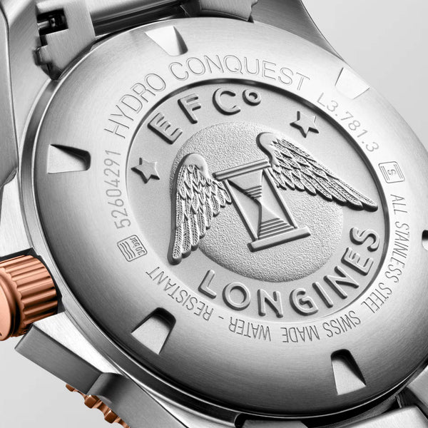 LONGINES 浪琴 HydroConquest 深海征服者系列浪鬼陶瓷潛水機械錶 41mm L37813787 灰面玫瑰金PVD塗層