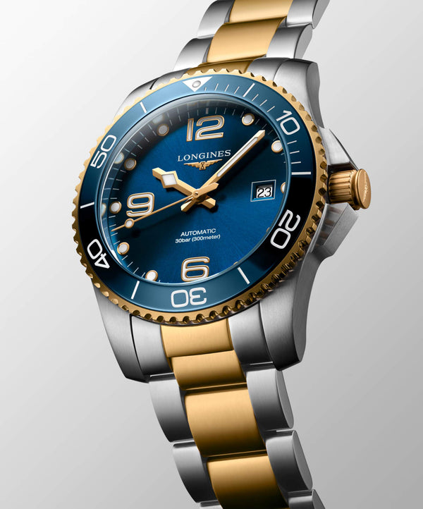 LONGINES 浪琴 HydroConquest 深海征服者系列浪鬼陶瓷潛水機械錶 41mm L37813967 藍金黃色PVD塗層