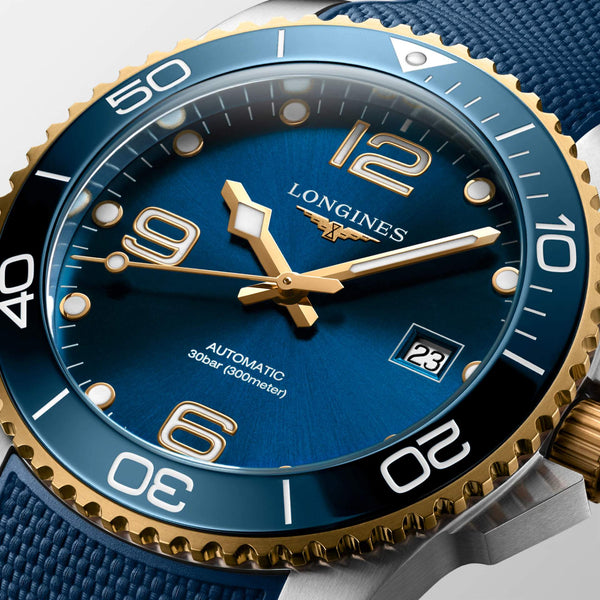 LONGINES 浪琴 HydroConquest 深海征服者系列浪鬼陶瓷潛水機械錶 41mm L37813969 藍金黃色PVD塗層