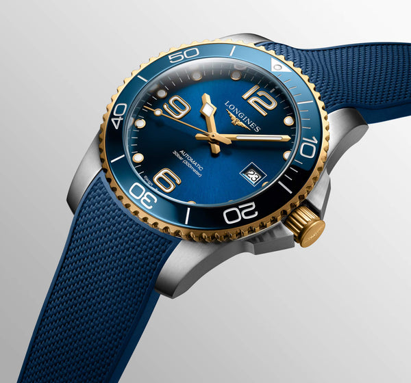 LONGINES 浪琴 HydroConquest 深海征服者系列浪鬼陶瓷潛水機械錶 41mm L37813969 藍金黃色PVD塗層