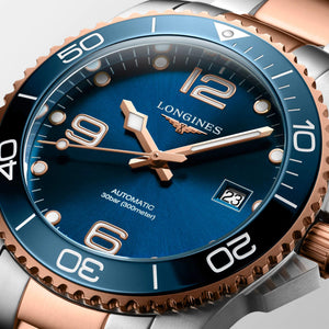 LONGINES 浪琴 HydroConquest 深海征服者系列浪鬼陶瓷潛水機械錶 41mm L37813987 藍面玫瑰金PVD塗層